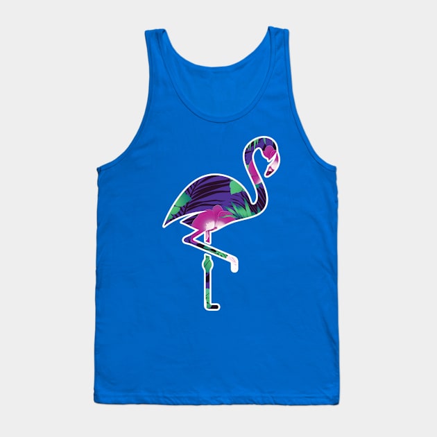 Tropical Flamingo Floral Purple Tank Top by dukito